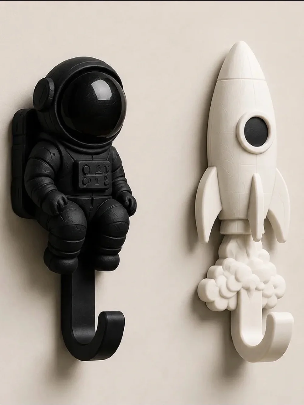 3D Printed Space Wall Hook Set Astronaut Rocket Decor